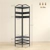 Modern Corner Display Shelf with Multi-Hook Clothes Hanger, 2 Tier Shoe Rack and Storage Shelves