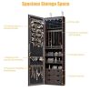 Lockable Wall Mounted Mirror Jewelry Armoire with 5 LEDs, 6 Drawers, Hang On Door Option and 3 Colors To Choose