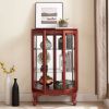 2 Door Curio Cabinet with Tempered Glass Doors, LED Light, Mirrored Back Panel & Adjustable Shelves