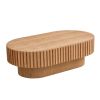 43” Modern Handcrafted Drum Coffee Table, Oval Shaped with Sturdy Pedestal Base in 3 Different Colors