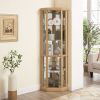 Corner Lighted Curio Display Cabinet with Adjustable Glass Display Shelves, Mirrored Back Panels, Magnetic Door Catch Device and In 3 Different Colors