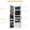 Lockable Wall Mounted Mirror Jewelry Armoire with 5 LEDs, 6 Drawers, Hang On Door Option and 3 Colors To Choose