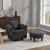 360° Swivel Accent Barrel Armchair & Ottoman Set with Removable Back Pillow & 2 Armrest Covers