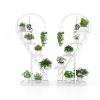 Set of 2, 5 Tier Metal Plant Stand with 4 Hanging Hooks for Multiple Plants  and Heart Shaped Design When Combined