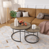 Nesting Coffee & End Table Set of 2 with Black Metal Frame
