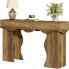 Long Console Table with Wavy Scalloped Edges and Farmhouse Foyer Design