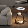 Smart Nightstand with Dimmable LED Light, Wireless Charger, 3 Tier and Open Shelves